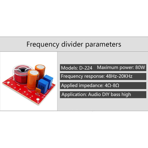 80W Adjustable Speaker Treble/Bass Audio Frequency Divider 2Way Filter 1
