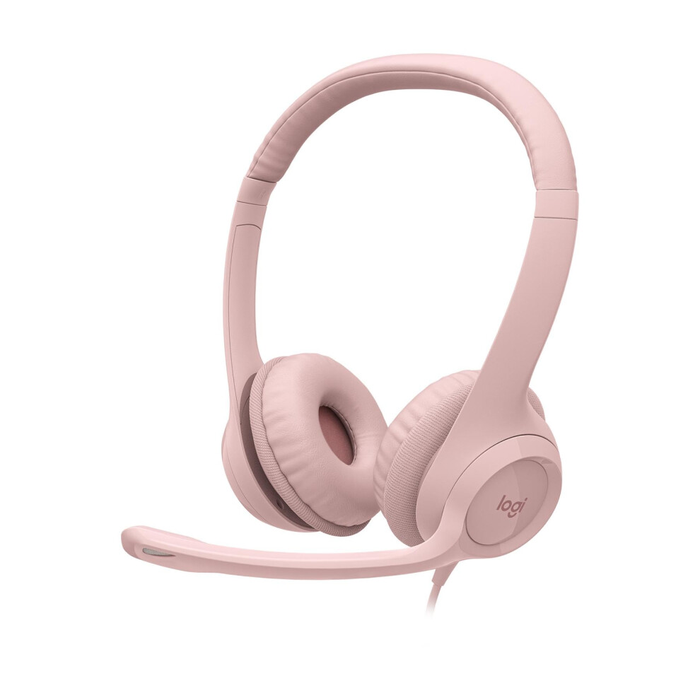 H390 Wired Pc Laptop Stereo Headphones With Noise Cancelling Microphone Usba Inline Controls For Chromebook Pink 9426802526028