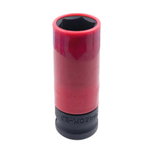 Impact socket wrench for 1/2inch drive, tool for nut removal, red, 21 mm