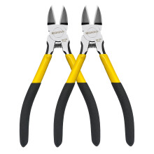165mm Wire Cutters, 2 Pieces, Precision Side Cutters, Spring Loaded, Yellow / Black