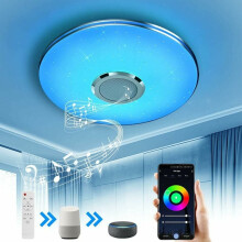 Lampa Uasteorainn RGB ag Athrú Dathanna, Solas Uasteorainn LED Cliste Uiscedhíonach, 36W, Cainteoir Bluetooth le Rialú Aip do Sheomra Leapa,