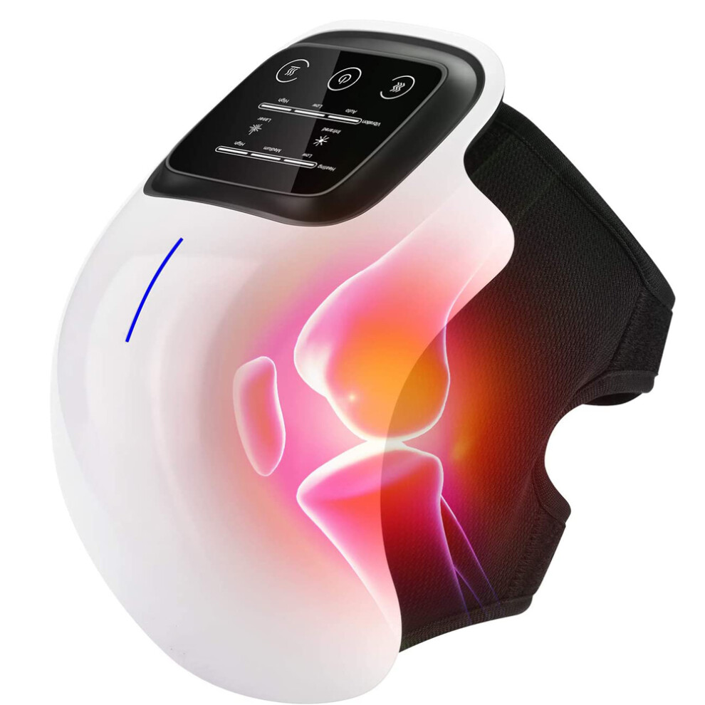 Infrared Heating Knee Massager, Cordless & Portable for Joint Pain Relief, Touch Screen Display, Vibration Massage, Adjustable Straps,