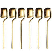 Cucharas mezcladoras de acero inoxidable duraderas, portátiles y ligeras, diseño de cuchara de café, regalo práctico para el hogar, 6 piezas, 5,6