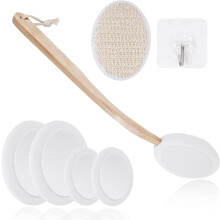 7-in-1 lotionapplicator met perfecte lange handgreep en getextureerde pads voor zacht en huidvriendelijk gebruik. Gemakkelijk te verwisselen, ideaal