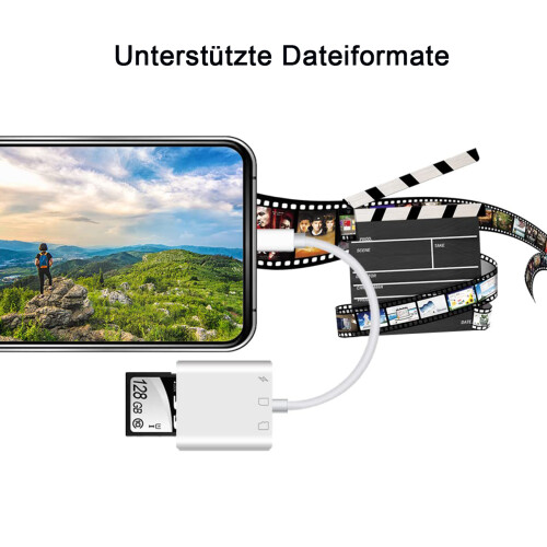 Αναγνώστης καρτών Micro SD για iPhone iPad, προσαρμογέας διπλής υποδοχής 2 σε 1, 2