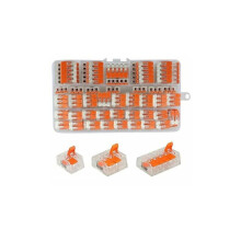 Conectores de cables reutilizables Lever Nuts, conexión sin torsión para calibres de cables de 24 a 12 AWG, carcasa transparente que garantiza la