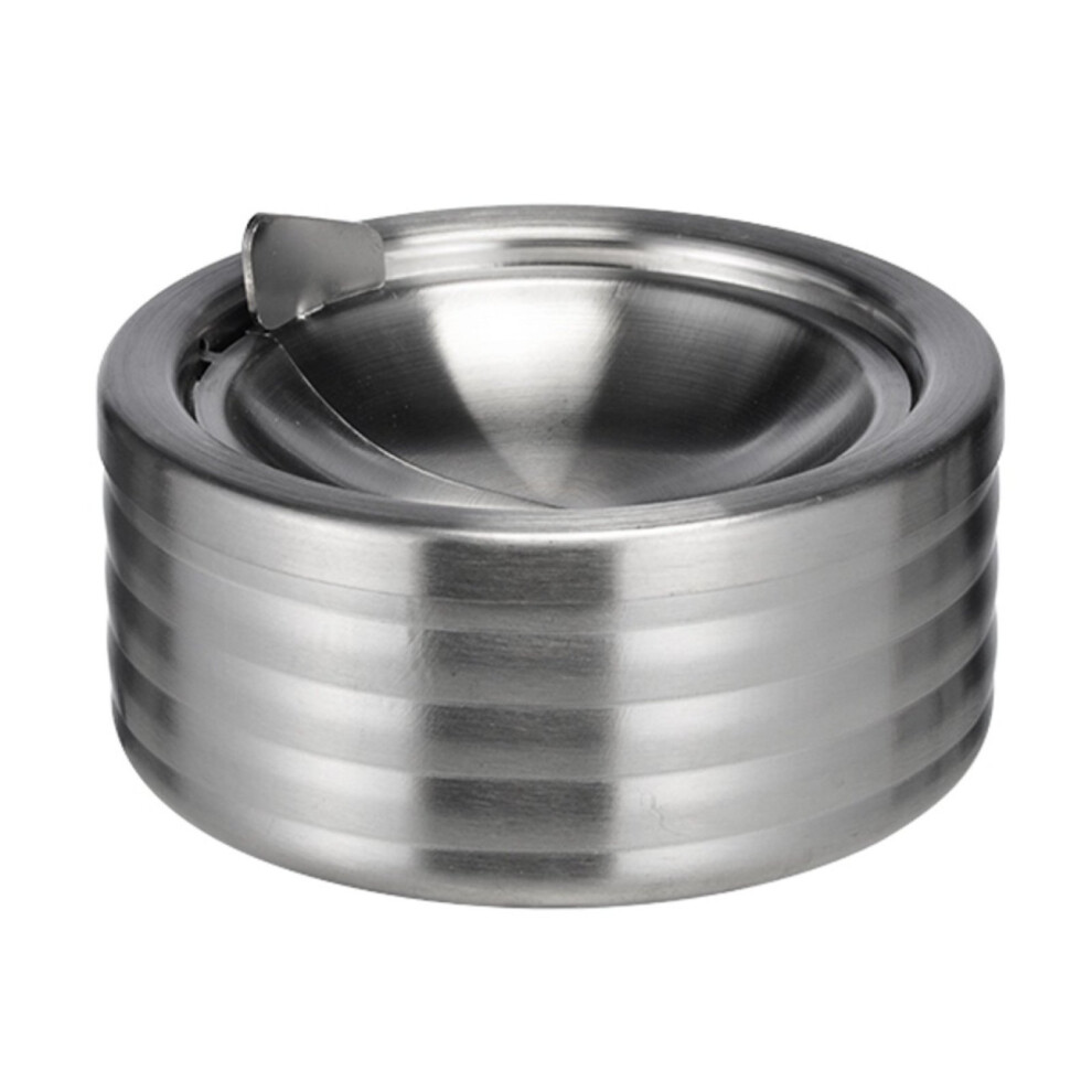 Sleek Stainless Steel Ashtray, Innovative Flip Top Provides Windproof Protection Indoors Or Outdoors, Compact And Portable For Convenient Desktop 9173940305298
