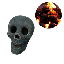 Troncos de Crânio Humano à Prova de Fogo para Decoração de Halloween - Caveiras de Metal Imitadas em Cerâmica Resistente ao Calor e