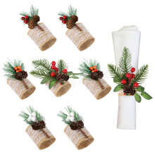 Houten tafeldecoratie, rustieke bruiloftsaccessoires, kerstservetringen, feestelijke servethouders, natuurlijke dennenappelservetring voor een