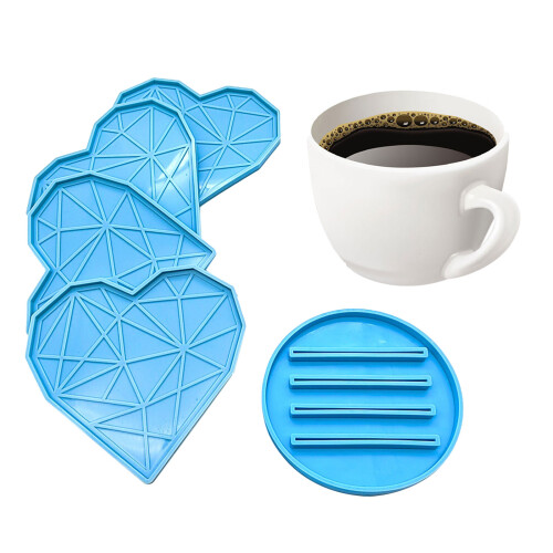 Coaster Resin Molds Set Silicone Coaster Storage Rack Mold Heart 1