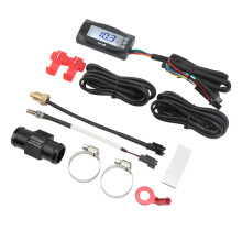 Motorcycle 4 in 1 Digital LCD Thermometer Water Voltage Time DC12V 22mm Tee