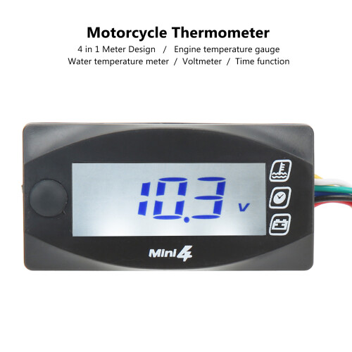 Termometro e voltmetro LCD multifunzione 4 in 1 per moto 2