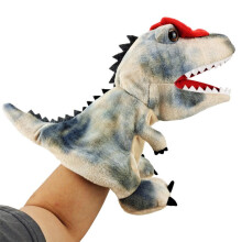 Dinosauruspop voor fantasiespel, pluche handpop met realistische tanden en schubben, beweegbare mond voor het naspelen van dinosaurusavonturen,