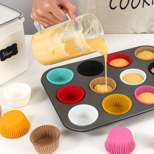 Papir cupcakeforme Mini muffinforme, multifunktionel brug Premium kvalitet bageforme til ovn, non-stick bageforme til bryllup 2