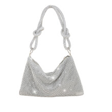 Τσάντα Clutch για γυναίκες, τσάντα χειρός με στρας, λαμπερή ασημένια, με λαμπερό