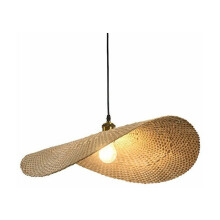 Rattan hængelampe, dobbeltlags design bambus pendellampe med tropisk stil, boho lysekrone til spisestue køkken stue, håndvævet