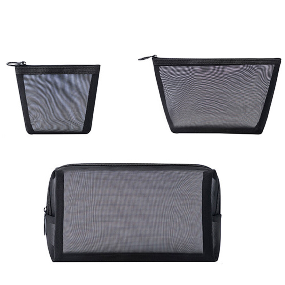 Mesh Toiletry Organizer: Breathable Makeup Bag with Zipper for Convenient Storage (3 Multi-Size Nylon Mesh Pouches)