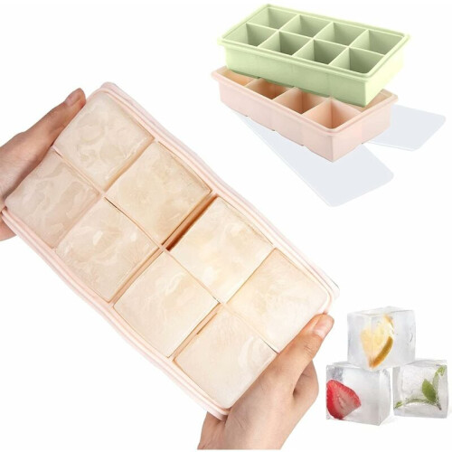 Giant Silicone Ice Cube Trays, Large Ice Cube Molds, Odor Prevention for Freshness, Stackable Design for Space Efficiency
