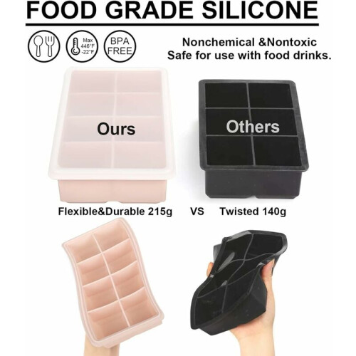 Giant Silicone Ice Cube Trays, Large Ice Cube Molds, Odor Prevention for Freshness, Stackable Design for Space Efficiency 2