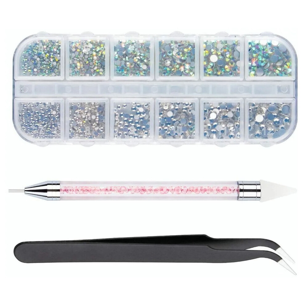 Multifunctional DIY Nail Art Rhinestones Kit with Picking Pen & Tweezer