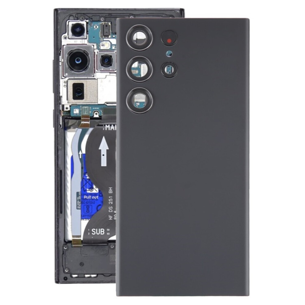 (Black) Glass Battery Back Cover With Camera Lens Cover For For Samsung For Galaxy S23 Ultra Sm-S918 Black 6931449730316
