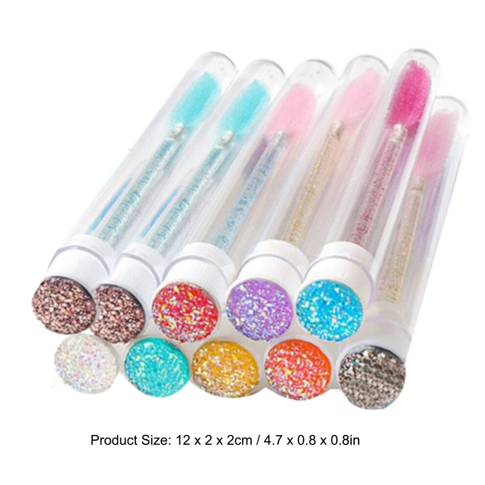 10pcs Colored Rhinestones Mascara Wand Tube Set, 12cm, Adjustable Brush Heads