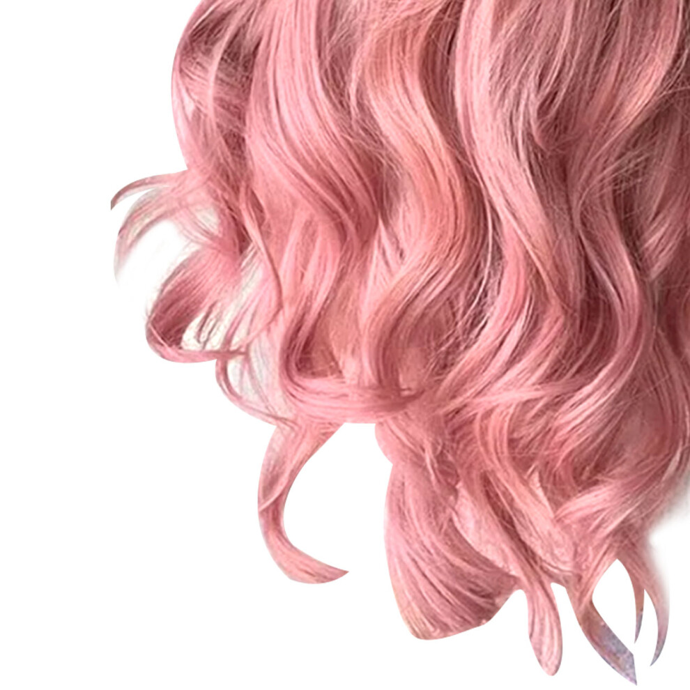 Unisex Pink Long Wavy Synthetic Wig For Cosplay & Parties Heat Resistant