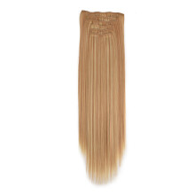 Stilfulde hårextensions, genstylebart langt, glat design for et ægte hårlook, nemme at påføre med clip-in extensions og blød, fluffy tekstur.