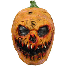 Maschera a forma di zucca, accessorio originale per feste, attira l'attenzione con il suo aspetto realistico e visibile attraverso bocca e narici,
