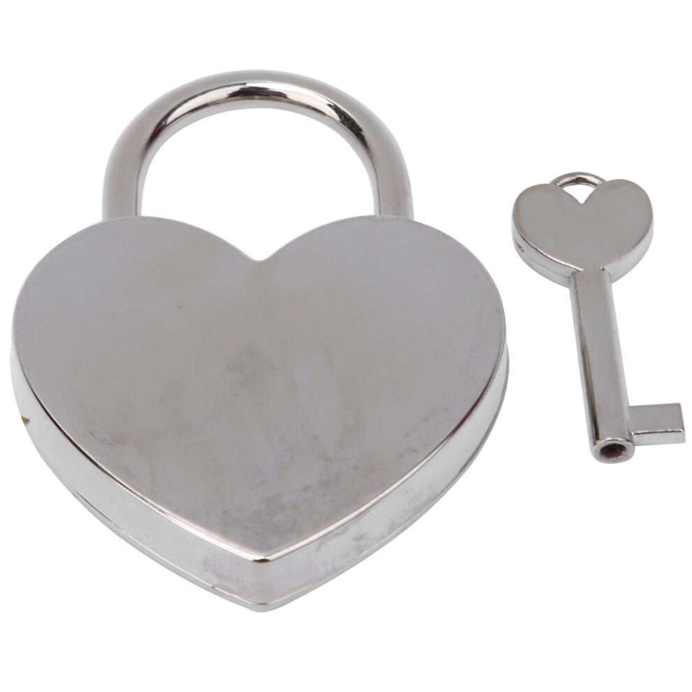 Skeleton Key Lock For Diary, Heart Lock Vintage Padlock With Metal Construction, Small Padlock For Jewelry Box And Luggage, Antique Lock With Key For 9358999502861