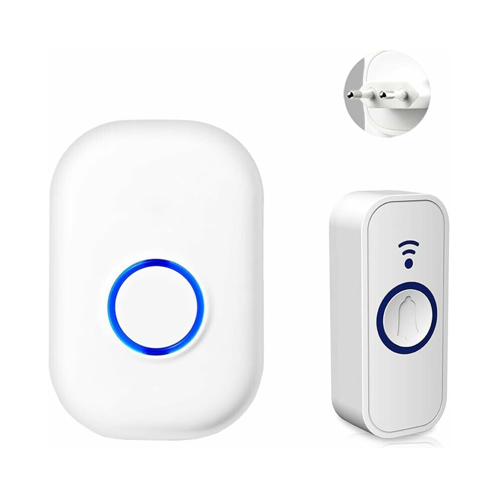 Classic White Wireless Doorbell, Smart Doorbell Ring Chime System, 58 Customizable Electronic Melodies, Easy Setup, Long Range Wireless, Battery 9405630347371
