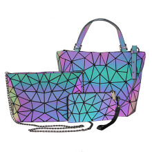 Reflecterende crossbodytas voor dames, goed georganiseerde binnenkant, holografische geometrische tas, lichtgevende handtas voor dagelijkse