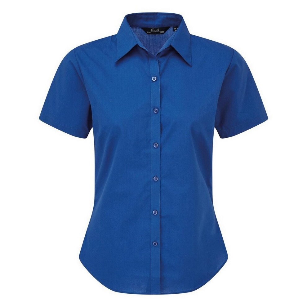 Premier (18, Royal) Short Sleeve Poplin Blouse / Plain Work Shirt Multicoloured