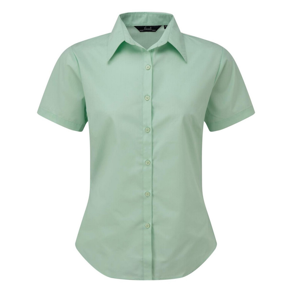 Premier (16, Aqua) Short Sleeve Poplin Blouse / Plain Work Shirt Multicoloured