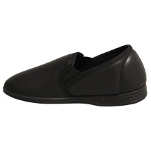 (13 UK, Black) Zedzzz Mens Ivor Grain Upper Twin Gusset Slippers