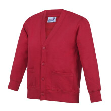 (13 Years, Red) AWDis Academy Childrens/Kids Button Up School Cardigan