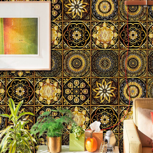 10pcs Waterproof Patterned Tile Stickers Self Adhesive for Bedroom or Kitchen 2