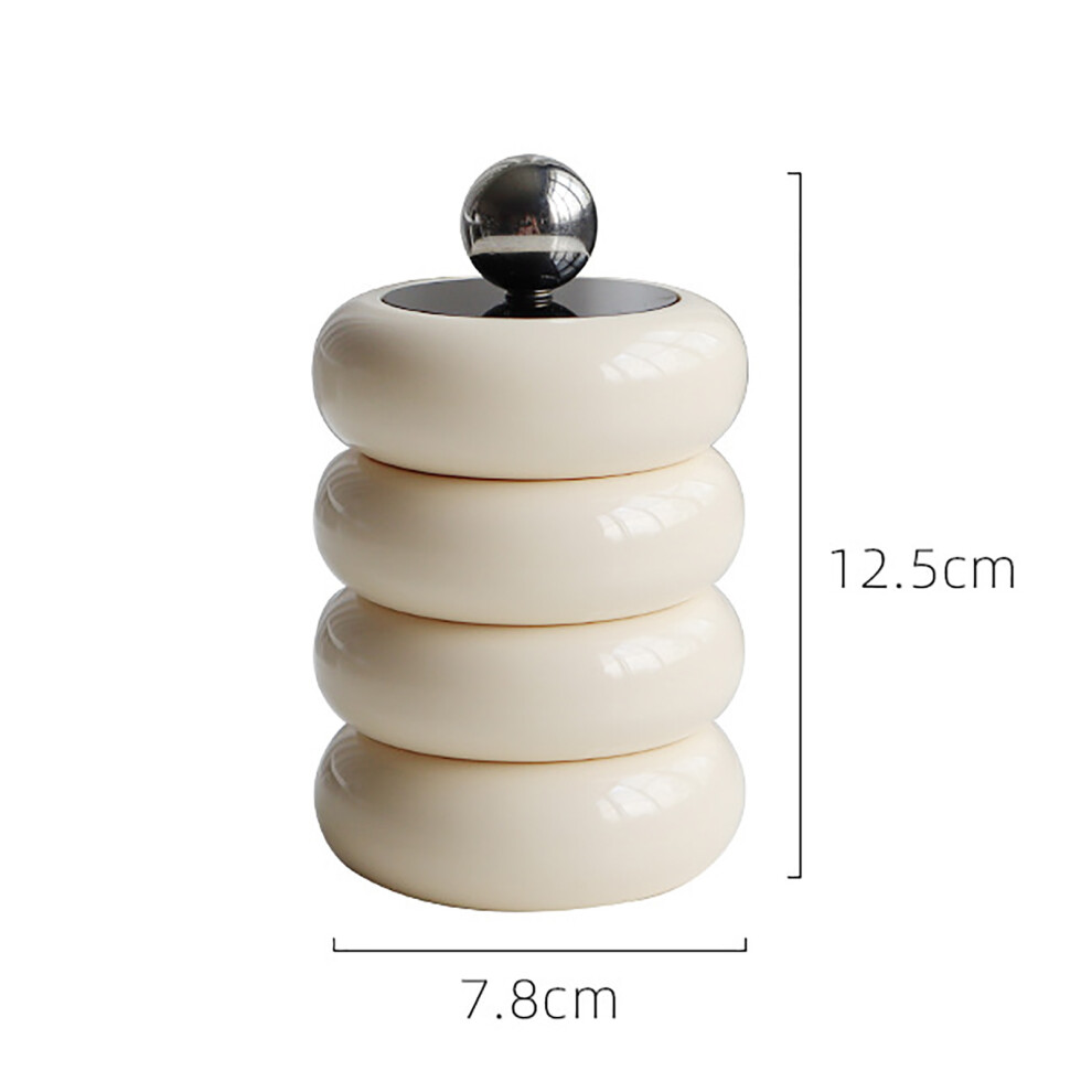 White Milky 4-Layer Nordic Style Qtip Dispenser With Lid, Dustproof, Cotton Swab Storage