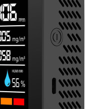 Testeur de qualité de l'air 5-en-1 : Formaldéhyde, TVOC, CO₂, PM2.5, Température, Humidité, Noir