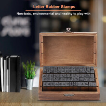 Set di timbri in legno da 70 pezzi per fai da te, lettere e numeri, antiscivolo