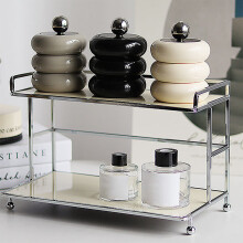 3-Layer Black Resin Qtip Holder with Acrylic Lid, Dustproof, Doughnut Shape