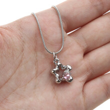 Collier de fleurs en Zircon cristal rose, délicat, creux, chaîne