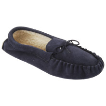 (13 UK, Navy Blue) Mokkers Mens Jake Real Suede Moccasin Slippers