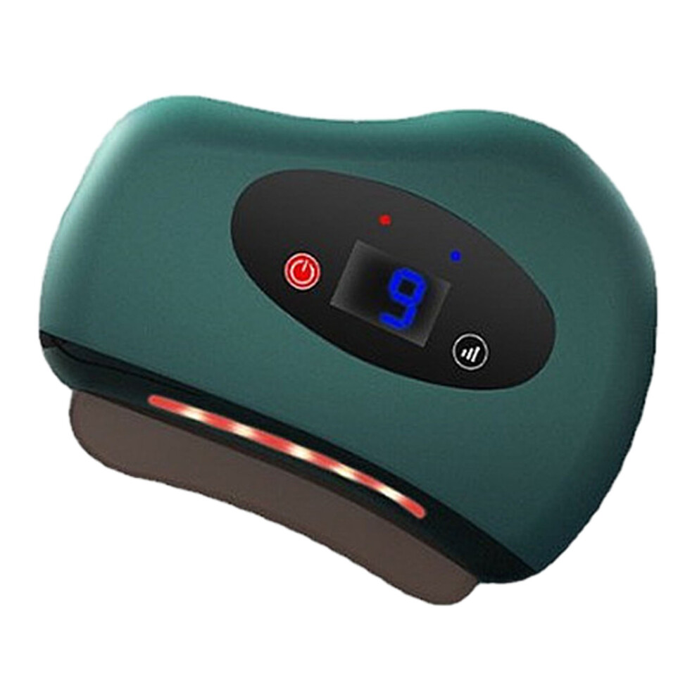 Green Electric Gua Sha Massager With Vibrations, Heating, Lithium Battery,