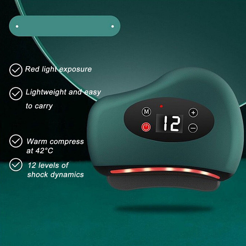 Green Electric Gua Sha Massager With Vibration & Heating,