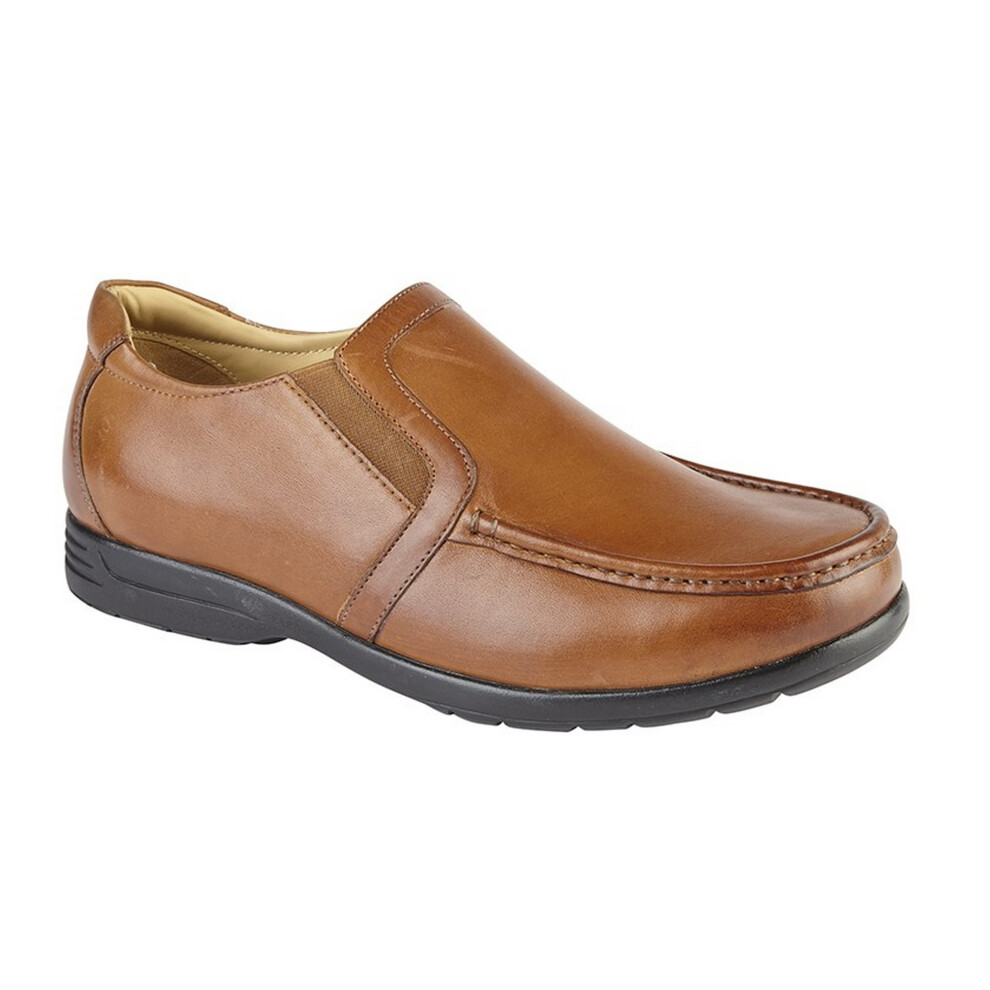 Roamers (14 Uk, Tan) Mens Leather Xxx Extra Wide Twin Gusset Casual Shoe