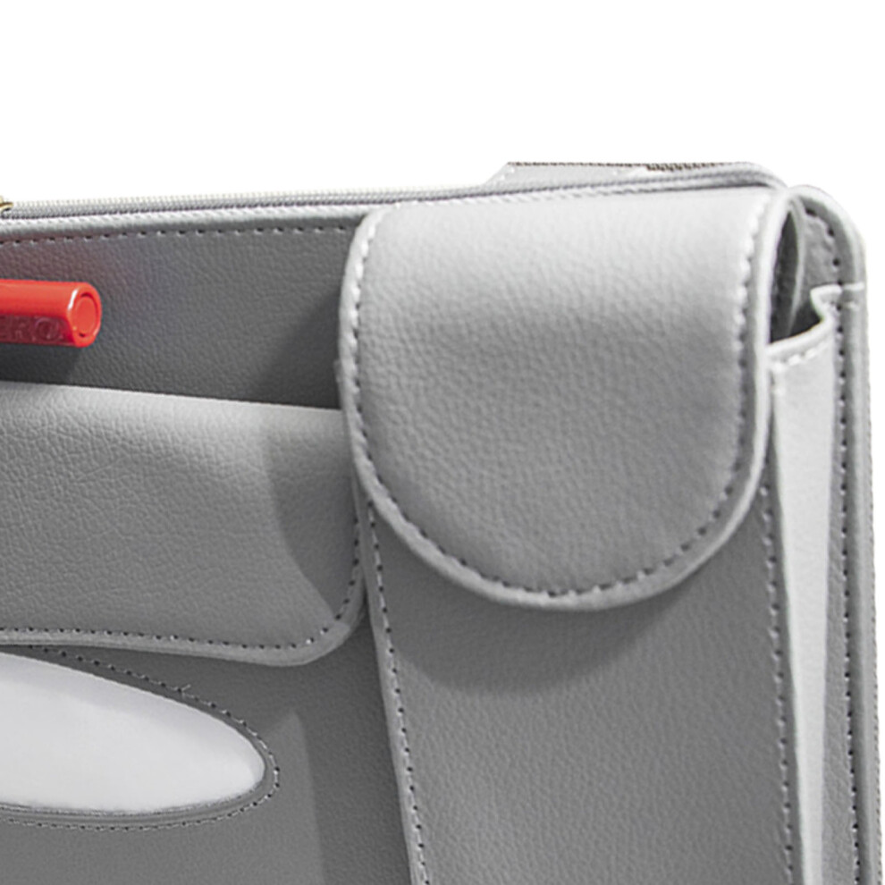 Car Tissue Holder Artificial Leather Multifunction Sun Visor Gray 8741371779448