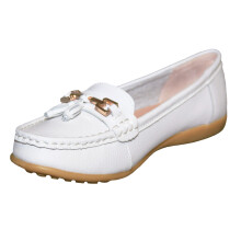 (7 UK, White) Boulevard Womens/Ladies Action Leather Tassle Loafers
