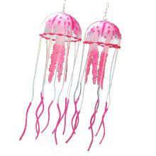 Unique Lightweight Jellyfish Dangle Drop Earrings-Hot Pink