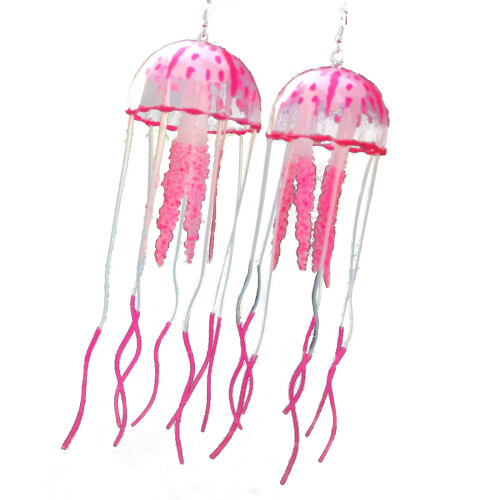 Unique Lightweight Jellyfish Dangle Drop Earrings-Hot Pink